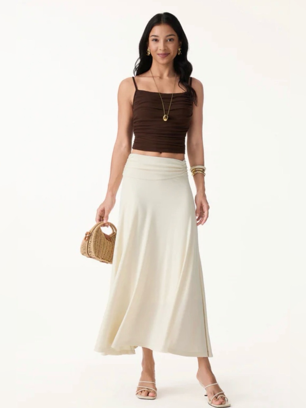 OGL MOVE Tencel-Linen
European Linen Flowy Vacay Maxi Skirt Large ivory NWT